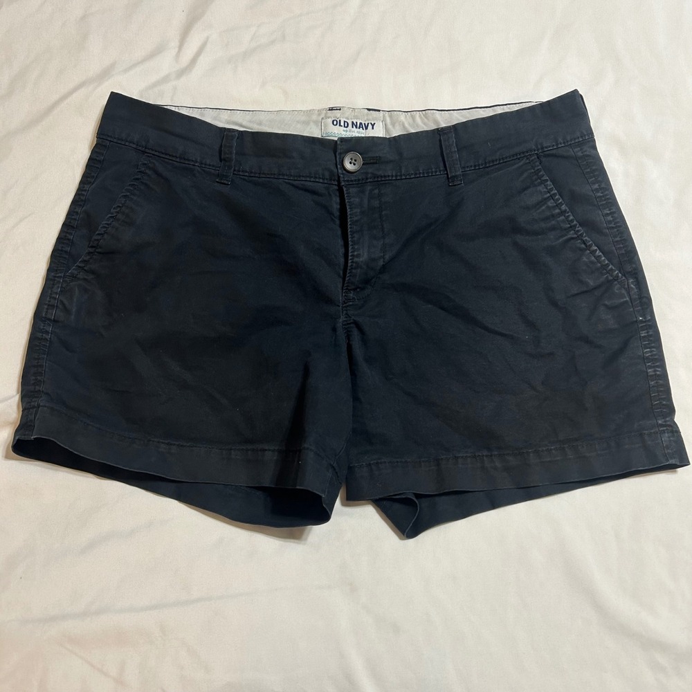 Old Navy Everyday Shorts Womens 8 Black Cotton Stretch Twill Mid Rise Chino